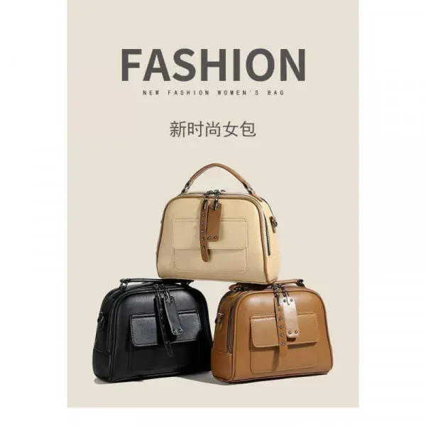 Luxury Design Soft PU Leather Lady Retro Handbag (ব্রাউন)