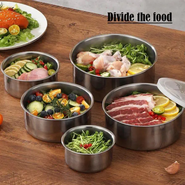 5-in-1 Stainless Steel Airtight Food Storage & Serving Container Set