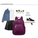 Nylon Backpack Durable Waterproof Casual Shoulder Bag (purple Color)