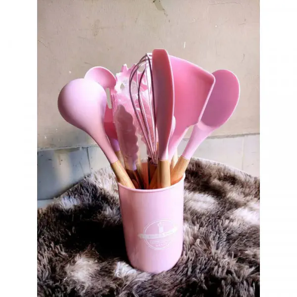 12 Pcs Complete Cooking Tool Set ( Pink Colour )