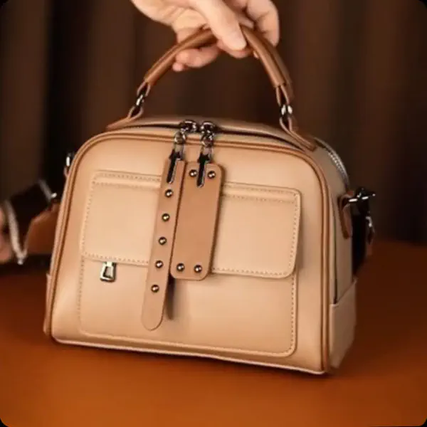 Luxury Design Soft PU Leather Lady Retro Handbag ( মিষ্টি ব্রাউন কালার-1 )