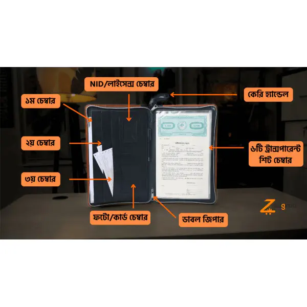 (২ পিস ফ্রি ডেলিভারি) Smart Documents Organizer ( brown )( ১০পলি )