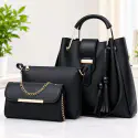 New 3pcs Combo Women Best Leather Tote Bag (black)