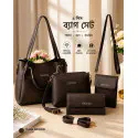4pcs Combo Women Best Leather Tote Bag (Coffee)