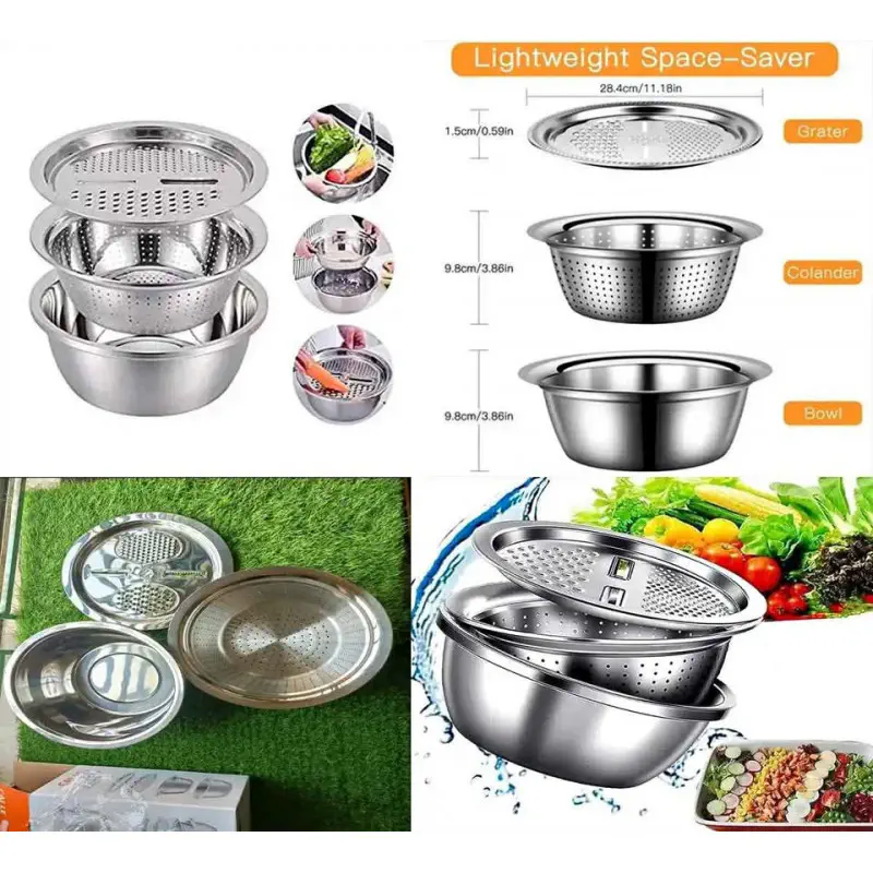 (2 pis)3 IN 1 VEGETABLE CUTTER WITH DRAIN BASKET ( free Delivery)