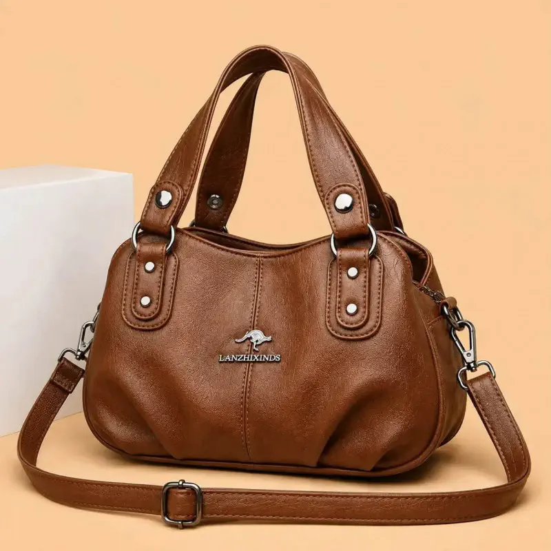 Premium 3 Layer Women Handbag(Brown)
