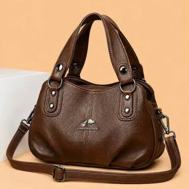 Premium 3 Layer Women Handbag(Coffee)