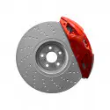 Automobile brake disk with caliper stock photo