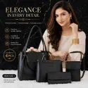 4 PCS Leather LADIES FASHIONABLE COMBO Bag (Black)