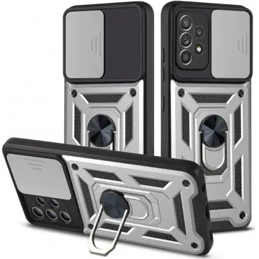 For Samsung Galaxy Ultra Series Kickstand Case with Slide Lens Cover, Built in 360° Rotate Ring Stand Magnetic Car Mount Cover