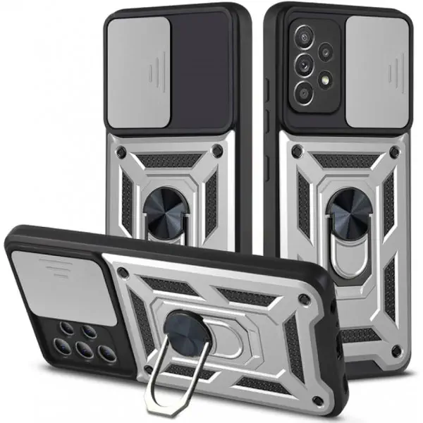 For Samsung Galaxy Ultra Series Kickstand Case with Slide Lens Cover, Built in 360° Rotate Ring Stand Magnetic Car Mount Cover