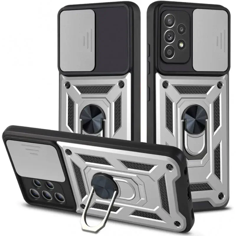 For Samsung Galaxy Ultra Series Kickstand Case with Slide Lens Cover, Built in 360° Rotate Ring Stand Magnetic Car Mount Cover