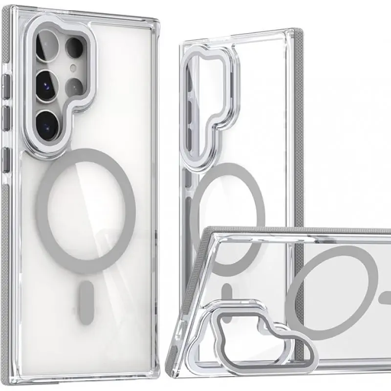 Anti Yellow Crystal Clear Camera Stand Windows Protective Case For Samsung Galaxy
