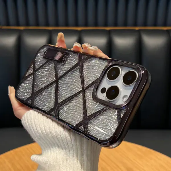 Luxury Grid Plaid Checkered Plating Electroplated  Case for iPhone