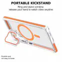 For Samsung Galaxy Ultra Magnetic Case TPU Acrylic Clear Phone Back Cover with Lens Protector Kickstand - Orange