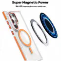 For Samsung Galaxy Ultra Magnetic Case TPU Acrylic Clear Phone Back Cover with Lens Protector Kickstand - Orange