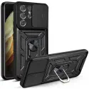 For Samsung Galaxy Ultra Series Kickstand Case with Slide Lens Cover, Built in 360° Rotate Ring Stand Magnetic Car Mount Cover
