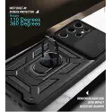 For Samsung Galaxy Ultra Series Kickstand Case with Slide Lens Cover, Built in 360° Rotate Ring Stand Magnetic Car Mount Cover