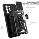For Samsung Galaxy Ultra Series Kickstand Case with Slide Lens Cover, Built in 360° Rotate Ring Stand Magnetic Car Mount Cover