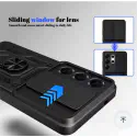 For Samsung Galaxy Ultra Series Kickstand Case with Slide Lens Cover, Built in 360° Rotate Ring Stand Magnetic Car Mount Cover