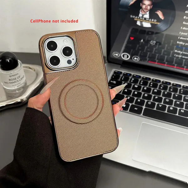 Luxury Business Plating Frame Leather Magnetic Phone Case For iPhone