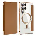 Electroplated Transparent Leather Magsafe Case for Samsung