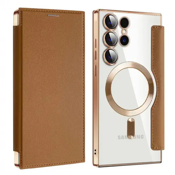 Electroplated Transparent Leather Magsafe Case for Samsung