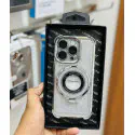Silver Luxury Magnetic Absorption Glitter Ring Holder Clear Soft Case for iPhone