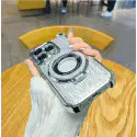 Silver Luxury Magnetic Absorption Glitter Ring Holder Clear Soft Case for iPhone