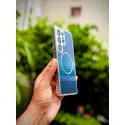 Luxo Brand Carbon Fiber Striped Electroplated Silver Magnetic Case For Samsung Galaxy