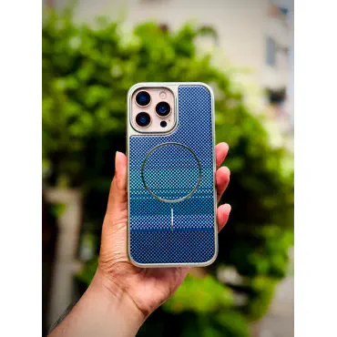 Luxo Brand Carbon Fiber Striped Electroplated Silver Magnetic Case For iPhone