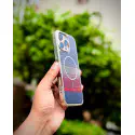 Luxo Brand Carbon Fiber Striped Electroplated Silver Magnetic Case For iPhone