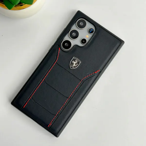 Premium Scuderia Ferrari Leather and Ferrari Prancing Horse Logo Case For Samsung Galaxy