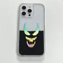 Laser Grim Smile Pattern For iPhone 16 Pro Max to 11 Case Black Liquid Protective Clear Hard Cover