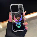 Laser Grim Smile Pattern For iPhone 16 Pro Max to 11 Case Black Liquid Protective Clear Hard Cover