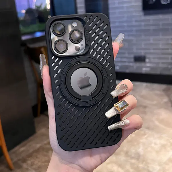 Heat Dissipation Hole Ring Holder Stand Case for iPhone