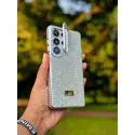 Premium Full Stone Camera Stand Silicone Phone Case for Samsung Galaxy