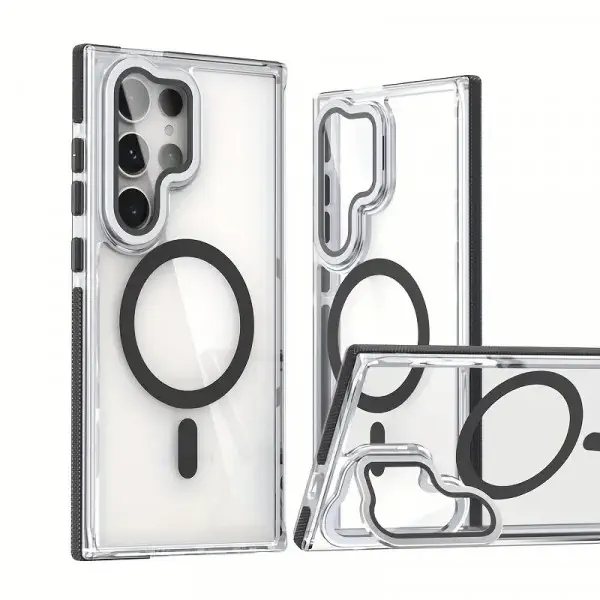Anti Yellow Crystal Clear Camera Stand Windows Protective Case For Samsung Galaxy