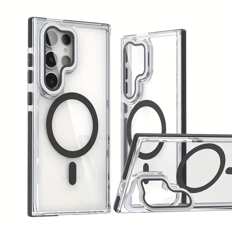 Anti Yellow Crystal Clear Camera Stand Windows Protective Case For Samsung Galaxy