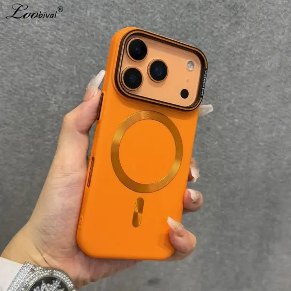 iPhone 17 Series Matte Finish Skin-Feel Magnetic Case with Built-in Lens Holder & Drop Protection