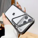 Plating Folding Glass Camera Stand Holder Phone Case For iPhone