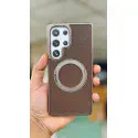 Skin Feel PU Leather Magsafe Stand Case for Samsung Galaxy