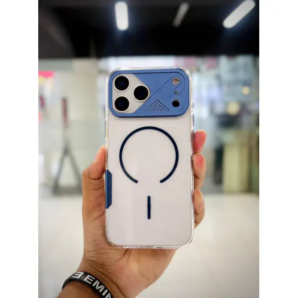 Mechanical MagSafe Lens Armor Clear Phone Case for iPhone