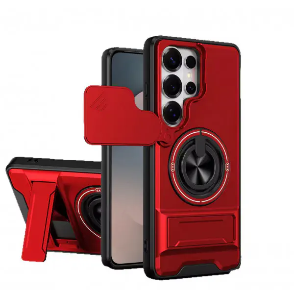 Samsung Ultra Series Magnetic Ring Stand Case with Camera Slide Cover for Samsung Galaxy