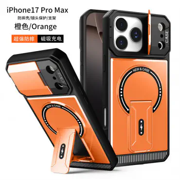 Classic Full Lens Protection Orange Color Fold Stand Magnetic Phone Cases For iPhone