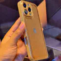 New Lather Fabric Glossy Golden Case For iPhone
