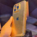 New Lather Fabric Glossy Golden Case For iPhone
