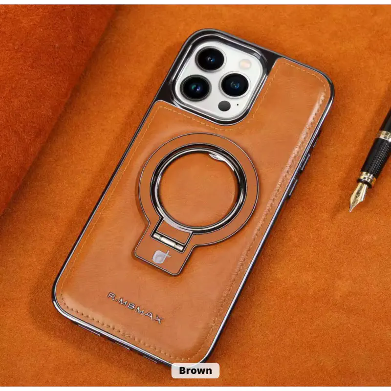 R.MBMAX Premium Leather with metal Stand case.