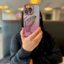 Premium Pink Half Butterfly Glitter Glossy Attached Lens Protector Case 