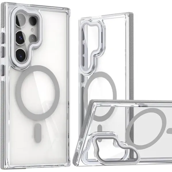 Anti Yellow Crystal Clear Camera Stand Windows Protective Case For Samsung Galaxy